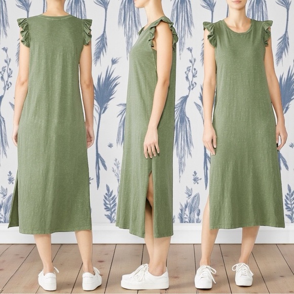 Sundry Dresses & Skirts - Anthropologie Sundry Women’s Ruffled Peasant Midi Dress Sage Green Size Small